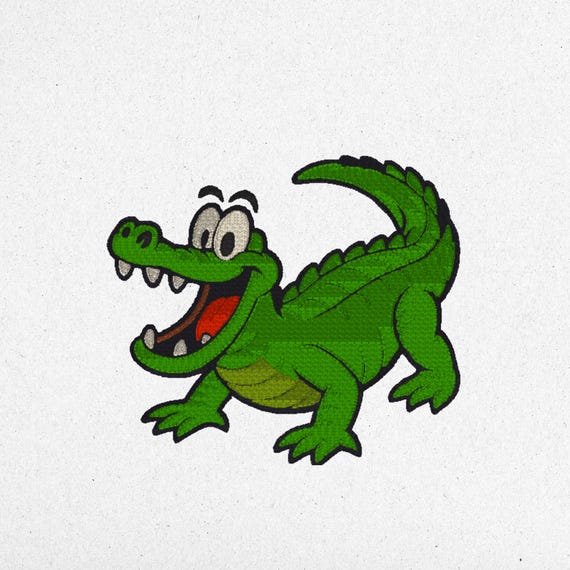 Happy Cartoon Crocodile Embroidery Design – Digital Download