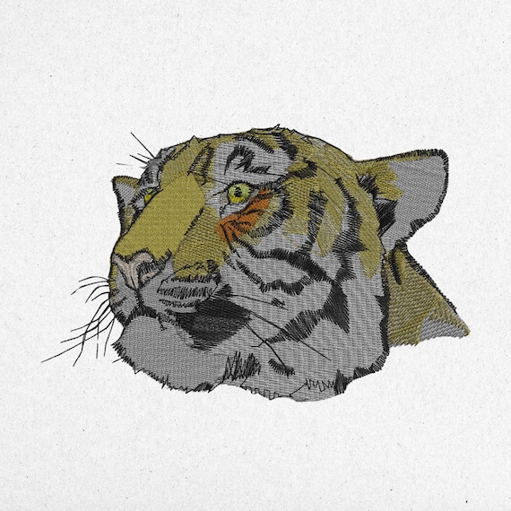 Realistic Tiger Head Embroidery Design - Digital Download for Machine Embroidery - Wild Animal Stitch Pattern
