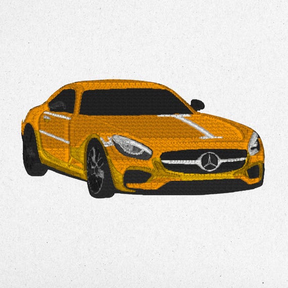 Mercedes Embroidery Design - Car Machine Embroidery File | 20x10 cm | 40,000 Stitches | 10 Colors | Instant Download