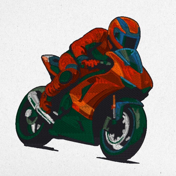Motocross Racing Motorcycle Embroidery Design – 3 Sizes | Digital Machine File | Instant Download