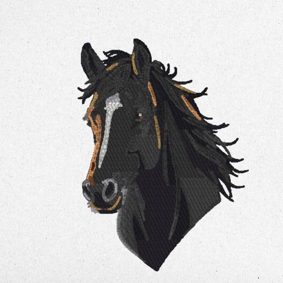 Majestic Black Horse Embroidery Design - Digital Machine Embroidery File | Instant Download | dst, exp, pes, pcs, sew, vp3, jef, jef+, xxx