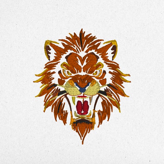 Lion Embroidery Design | 7x8, 15x18, 17x20 cm | pes, dst, exp, jef, vp3, hus, xxx, sew, vip, pcs, tap | Instant Digital Download