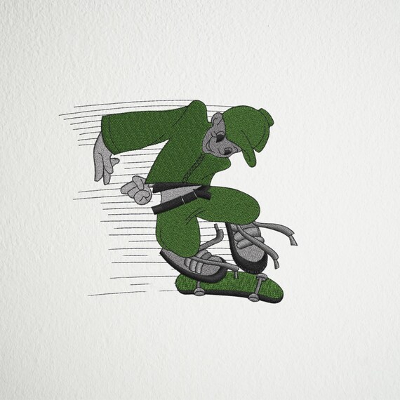 Skater Monkey Embroidery Design - Digital Machine Embroidery File | Instant Download | dst, exp, pes, pcs, sew, vp3, jef, jef+, xxx