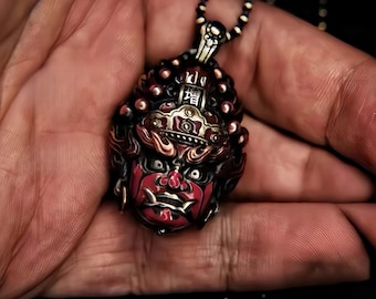 God of Increased Fortune Pendant Necklace : Taoist Silver Amulet grants fortune, wealth, good karma