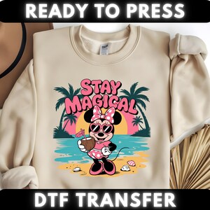 Minnie Dtf Transfer | Disney Dtf Press | Minnie Mouse DTF Transfer | Stay Magical Ready to Press Summer Beach | Disneyland Dtf Transfer