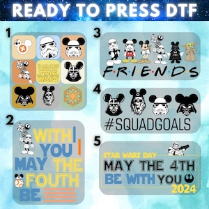Star Wars Character Dtf Transfer | Disney Star Wars Family Ready To Press, Starwars Dtf Print, Star Wars Gift Dtf, Darth Vader Sweatshirt