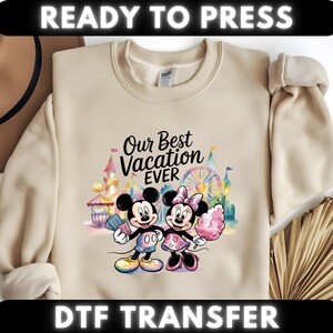 Mickey Minnie Couple Dtf Print | Our Best Vacation Ever DTF Transfer, Disney Couple Ready to Press Shirt Design, Mickey Family Disney Dtf