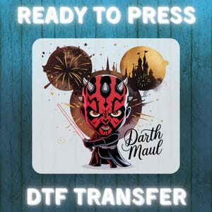Darth Maul Star Wars DTF Transfer – Ready to Press Iron On for Sci-Fi Shirts, Galactic Villain Design, Sith Lord Fan Gift
