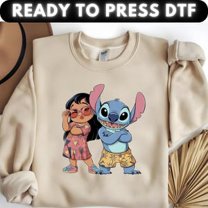 Lilo and Stitch DTF Transfer - Summer Ready To Press, Cool Hawaiian Cartoon Iron On Design, Ready to Press Kids Vacation Beach Theme