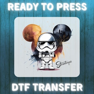 Star Wars Dtf Transfer - Stormtrooper Mickey Mouse DTF Transfer, Star Wars Helmet Design Ready to Press, Sublimation Print, Physical Product