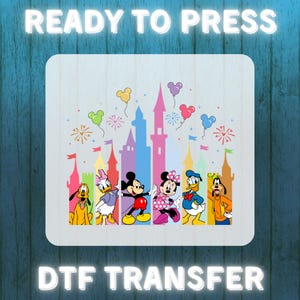 Magic Castle Friends DTF Transfer – Disney Inspired Iron On for Kids Tees, Theme Park Style Design, Ready to Press, Magical Kingdom DTF