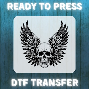 Skull Dtf Transfer | Winged Skull DTF Transfer | Gothic Biker Ready to Press Design | Dark Edgy Skull PNG for Shirt Printing