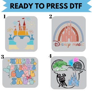 Disney Castle Dtf Transfers | Disney Castle Ready To Press, Disney Water Color Castle Heat Press, Disney Minnie Castle Iron On Transfer