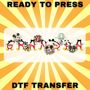 Transferencia DTF de apellidos Disney: set a juego estilo Disney con letras de Mickey y Minnie, listo para imprimir.