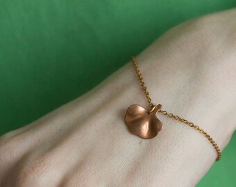 ginkgo leaf, nature bracelet in brass and copper