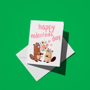 Romantic Beaver Valentine's Day Card - Cute Animal Art, Colorful Love Greeting for Him/Her, Celebrate Love & Laughter
