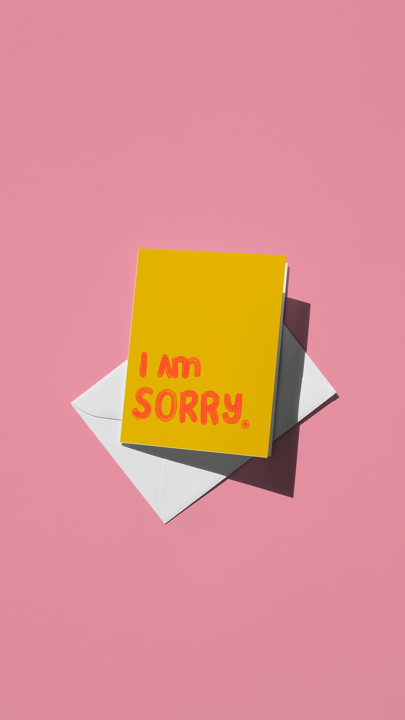 Sorry Simple Note Simple Yellow Apology Card - Thoughtful I Am Sorry Note, Blank Inside ...