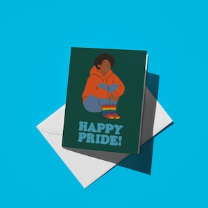 Carte de voeux de fierté LGBTQ - Impression d'art LGBTQ colorée, cadeau mignon juste parce que pour les amis et la famille, carte de célébration du mois de la fierté