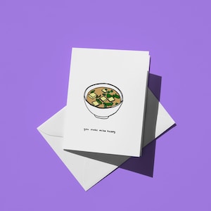 You Make Miso Happy | Funny Valentine's Day Holiday Greeting Card for Him, Her & Couples | Cute Pun for Friendship or Romance