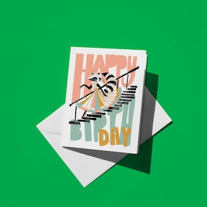 Cartão de feliz aniversário, guaxinim - Cartão de aniversário colorido e fofo para amigos, familiares e crianças - Ideia de presente divertida para amantes de guaxinins