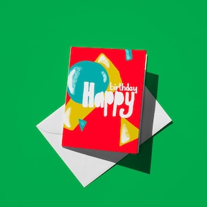 Cartão de Feliz Aniversário Colorido - Cartão de Aniversário Bonito para Amigos, Família e Crianças - Presente Divertido com Design Colorido