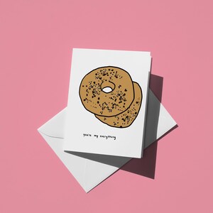 Cartão de Dia dos Namorados You're My Everything | Trocadilho engraçado com Bagel Everything e nota romântica para casais