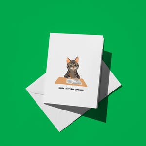 Capricorn Birthday Card | Cute Gray Cat To-Do List Illustration | Funny Zodiac Card for Cat Lovers