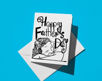 Fijne Vaderdagkaart | Eenvoudige klassieke zwart-wit wenskaart voor papa | Leuk vakantieontwerp