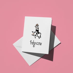 Cartão de felicitações Holy Cow | Cartão engraçado do Papa, cartão de arte fofo e presente exclusivo Just Because para amigos e familiares