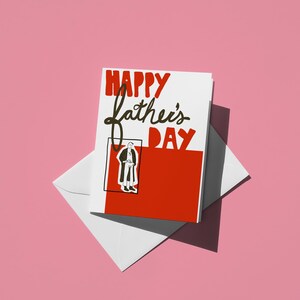 Carte de fête des pères heureuse | Carte de voeux colorée rouge vif pour papa | Jolie carte de voeux classique pour les fêtes