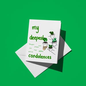 Mes plus sincères condoléances | Carte de sympathie sur le thème des plantes pour les amis, la famille et les proches en deuil