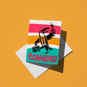 Cartão de parabéns do tucano | Cartão de felicitações colorido para promoção de emprego para amigos e sucesso familiar