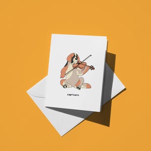 Verjaardagskaart Steenbok | Grappige St. Bernard-hond speelt viool dierenriemkaart voor hondenliefhebbers | Uniek astrologisch cadeau voor eigenaren van gezelschapsdieren