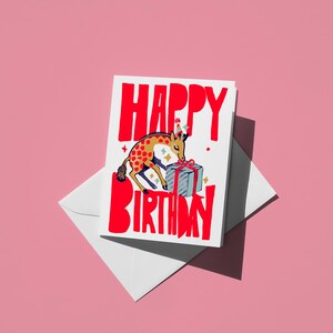Happy Birthday Giraffe Card - Leuke en kleurrijke kaart voor vrienden, familie en kinderen - Leuk idee voor verjaardagscadeau
