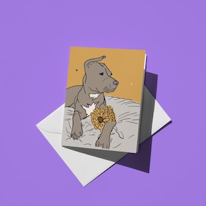 Dog with Flowers Greeting Card - Cute Art Card for Dog Lovers and Unique Just Because Gift for Friends, Family, Dog Moms, and Dog Dads