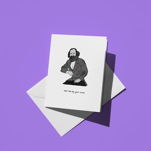 Cartão de Dia dos Namorados Marxista | Trocadilho Engraçado de Karl Marx | Ilustração LGBTQ | Saudação de Natal Única | Presente Inspirado em CMBYN