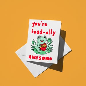 Impressionnante carte de Saint-Valentin, alliée des crapauds, voeux drôle de jeu de mots grenouille pour elle et lui, jolie carte d'amour de vacances