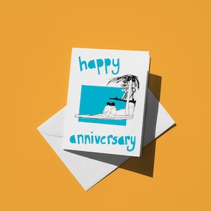 Biglietto d'auguri per l'anniversario delle vacanze al mare - Biglietto d'auguri romantico per coppie, lui e lei, dolce biglietto d'auguri per celebrare l'amore