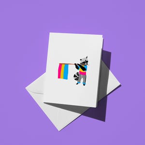 Waschbär LGBTQ Pansexual Pride Flagge Grußkarte - Niedlicher Pride Month Kunstdruck, nur weil Geschenk für Freunde und Familie