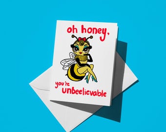 Honigbiene Un-Bienen-Schön | Lustige Grußkarte - Niedliche Handgezeichnete Kunstkarte und einzigartiges Geschenk für Freunde, Familie und Partner