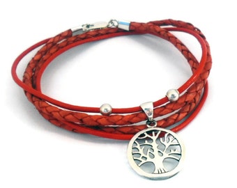 Tree of Life - Sterling Silver and Mixed Leather - Eternal love Bracelet