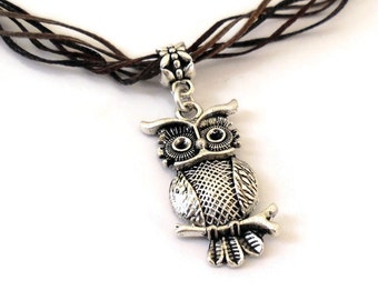 Owl Spirit Animal Totem Necklace Earthy colors for Intuition, Inspiration, Life transition, Nature, Magic and Guidance