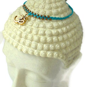 The Cosmic Yes - Aum - OM - Turquoise and gold protection bracelet