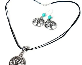 Free Shipping Set - Tree of life Sterling silver Necklace & Earrings - friendship and prosperity