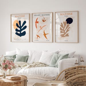 Matisse Print Set of 3 Prints, Framed Canvas Wall Art, Henri Matisse Wall Art, Colorful Painting, Mid Century Modern Art