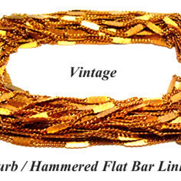 10 FT. Vintage Brass Curb / Hammered Bar Link Chain-g1491