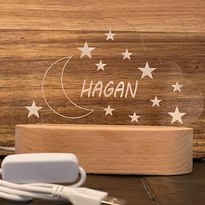 Personalized Baby Night Light - Moon & Stars Cloud Shaped.  Baby Shower, Nursery Decor, Newborn Gifts, Mommy to Be gift. Free Shipping