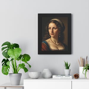 Elegant Framed Vertical Poster, Vintage Art Decor, Wall Art for Home, Gift for Art Lovers, Classical Portrait Print