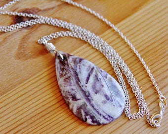 Long boho chic hippie Agate gemstone pendant necklace purple white earthy bohemia purple natural stone jewelry OOAK gift for women her woman
