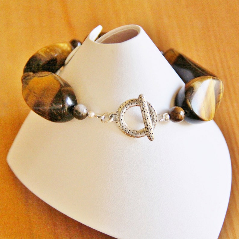 SALE chunky Tiger Eye bracelet large brown bracelet healing stone bracelet big bracelet natural stone bracelet big gemstone bracelet